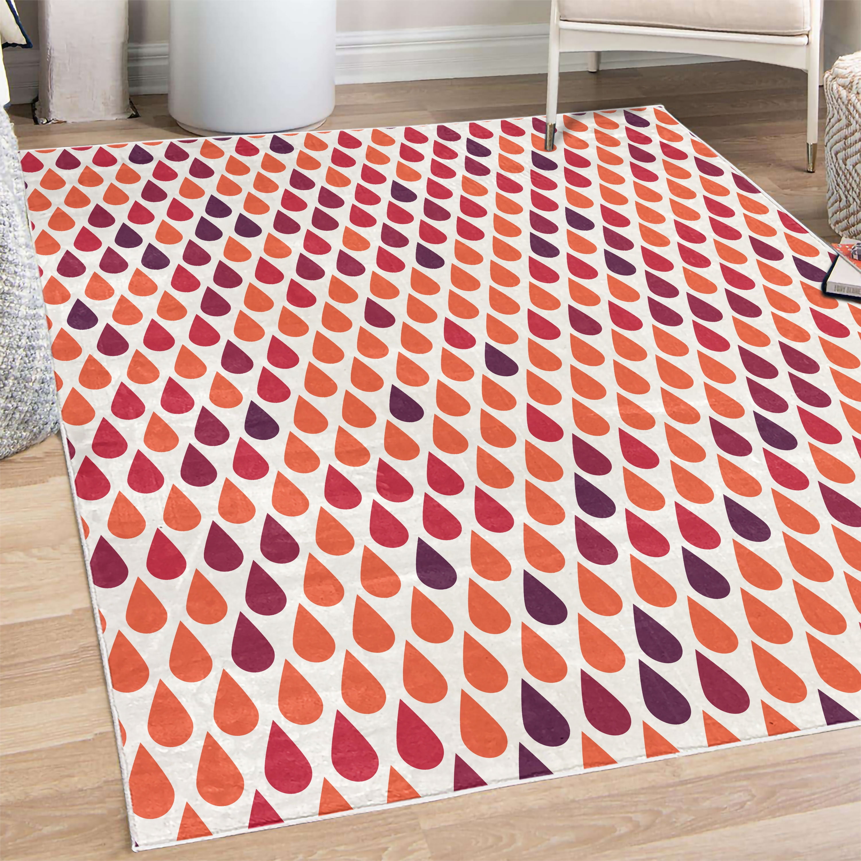Nature Decorative Rug, Repeated Minimalist Rain Drops Splashes Tears of ...