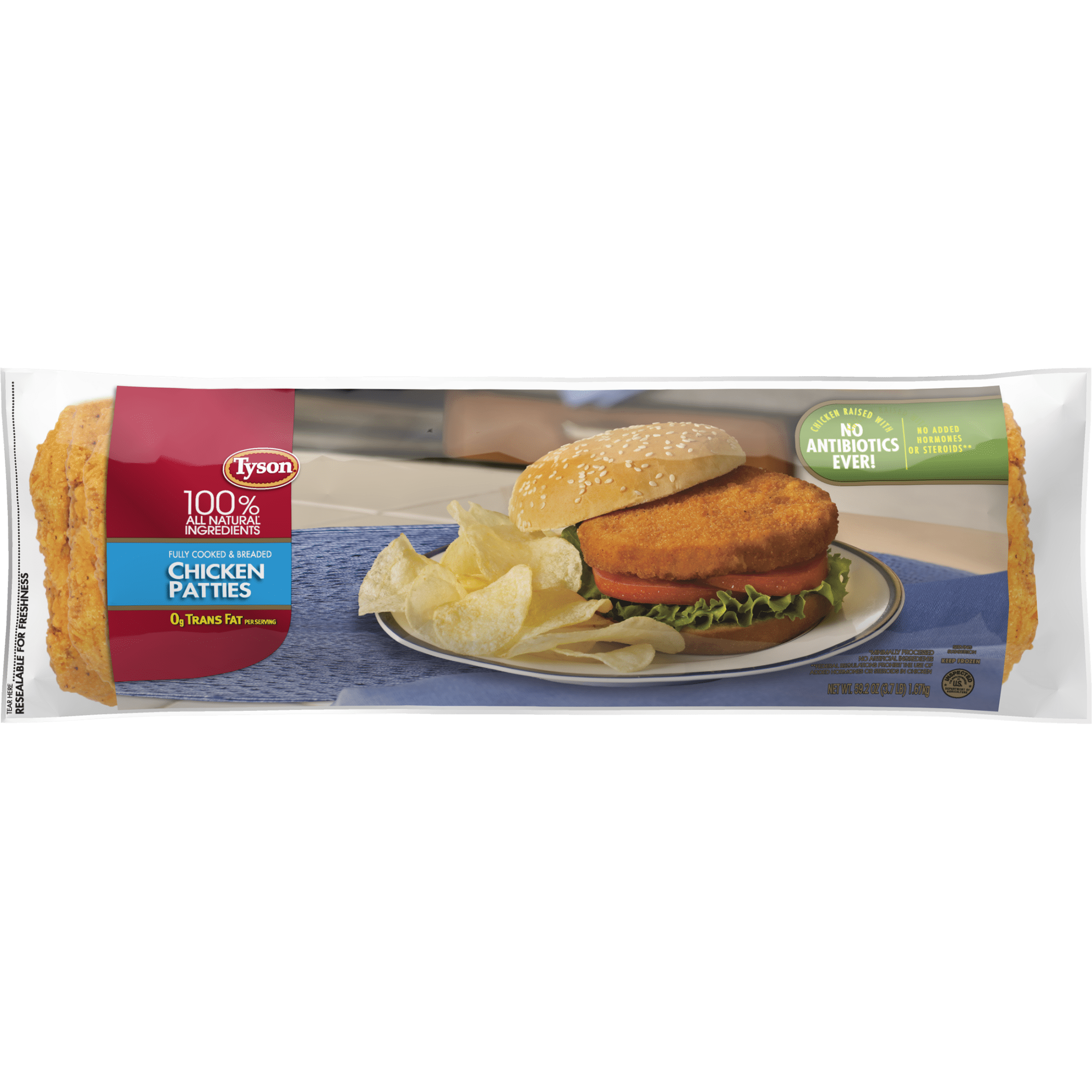 Tyson Fully Cooked Chicken Patties 59 2 Oz Frozen Walmart Com Walmart Com