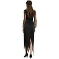 thumbnail image 5 of Womens Fall Dresses Little Black Dress with Hairband Halloween Costume Lace Witch Long Dress, 5 of 9
