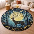 thumbnail image 5 of Round Area Rug, Deer2 Nature Pattern Non-Slip Floor Mat, Soft Washable Carpet for Living Room Bedroom Decor 24 Inch, 5 of 6