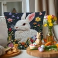 thumbnail image 5 of TOPRenddon 17.72x17.72in Easter Bunny Egg-Print Pillowcase, Multicolor Polyester Flannelette Faux Embroidery Pillow Cover, Invisible Zipper Throw Case for 18x18in Inserts & Easter Home Decor, 5 of 6
