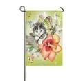 thumbnail image 1 of BSDHOME Butterfly Kitten Cat on Tree Branch Garden Flag Banner 12 x 18 inch, 1 of 1