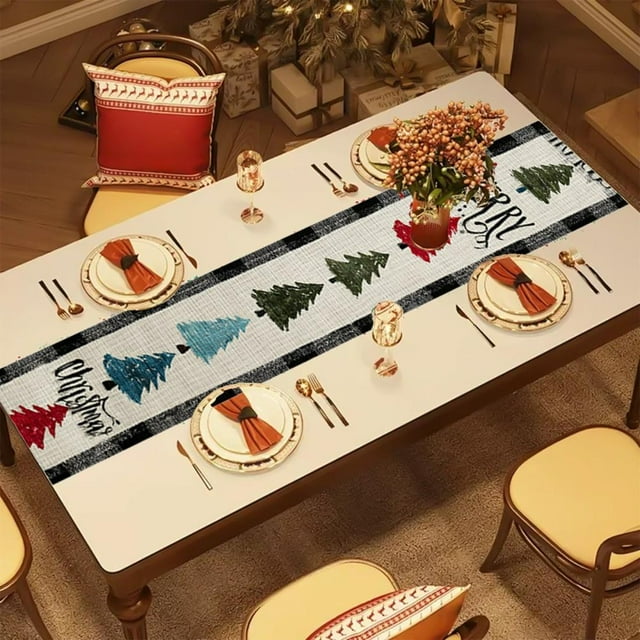 Feltree Waterproof Christmas Table Runner 72" x 13" for Coffee Table Long Table Festive Home Decor Durable Polyester Holiday Decoration