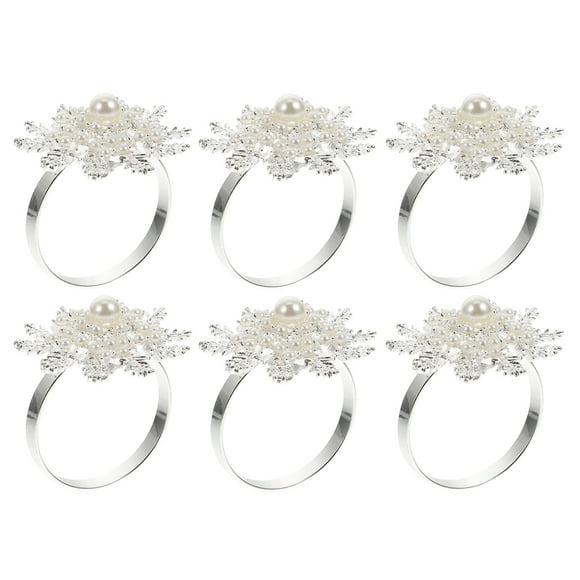 EeaseMX 6 anillos para servilletas de Navidad, porta servilletas, hebillas creativas para servilletas (plateadas)