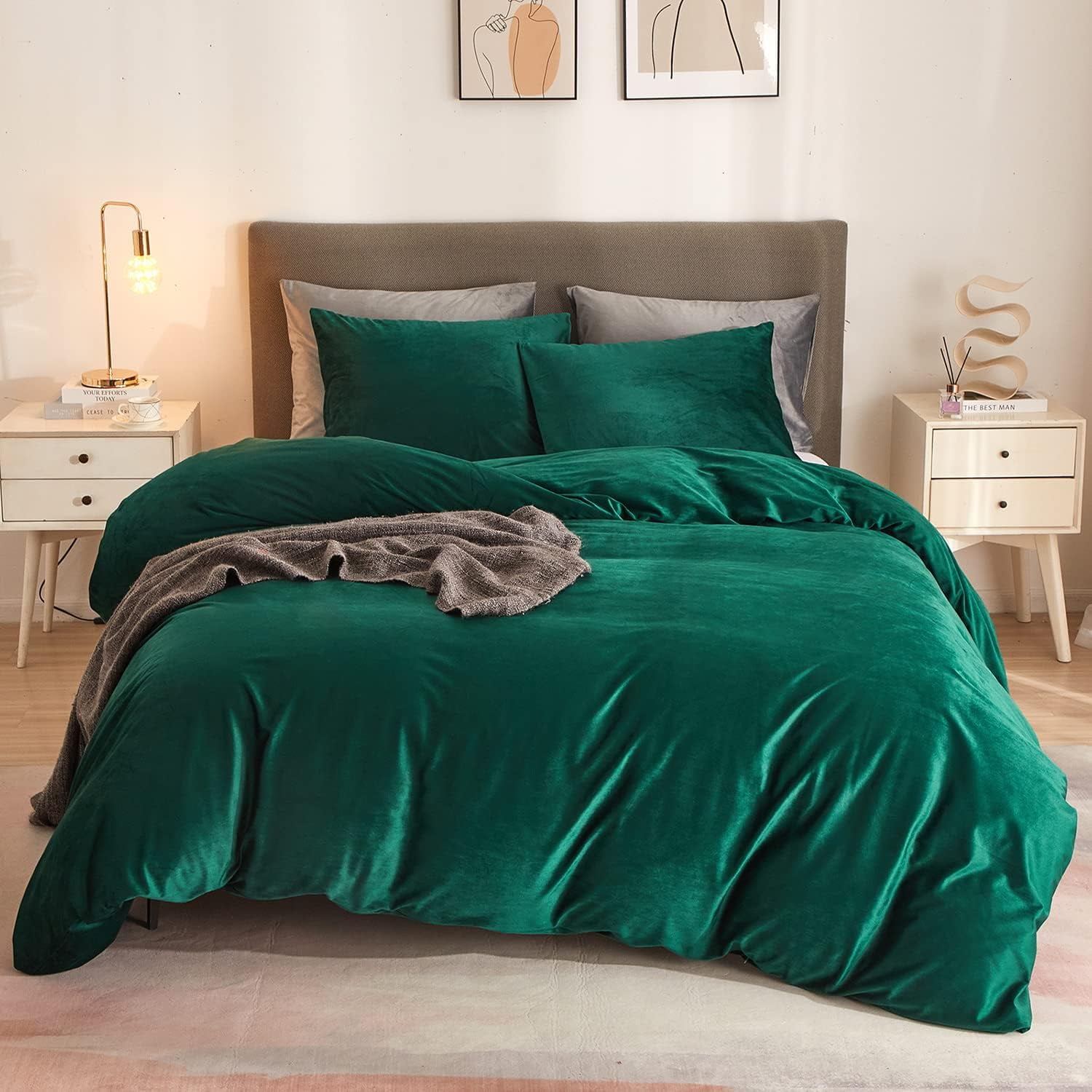 Velvet Duvet Cover Set King Size Emerald Green Velvet Duvet Covers 3