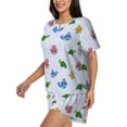 thumbnail image 2 of Qekee Sea Turtle Whale Women's Pajama Set Short Sleeve Sleepwear Summer Home Wear with Pockets Soft Short Sleeve Shirt - Sea Turtle Whale, 2 of 9