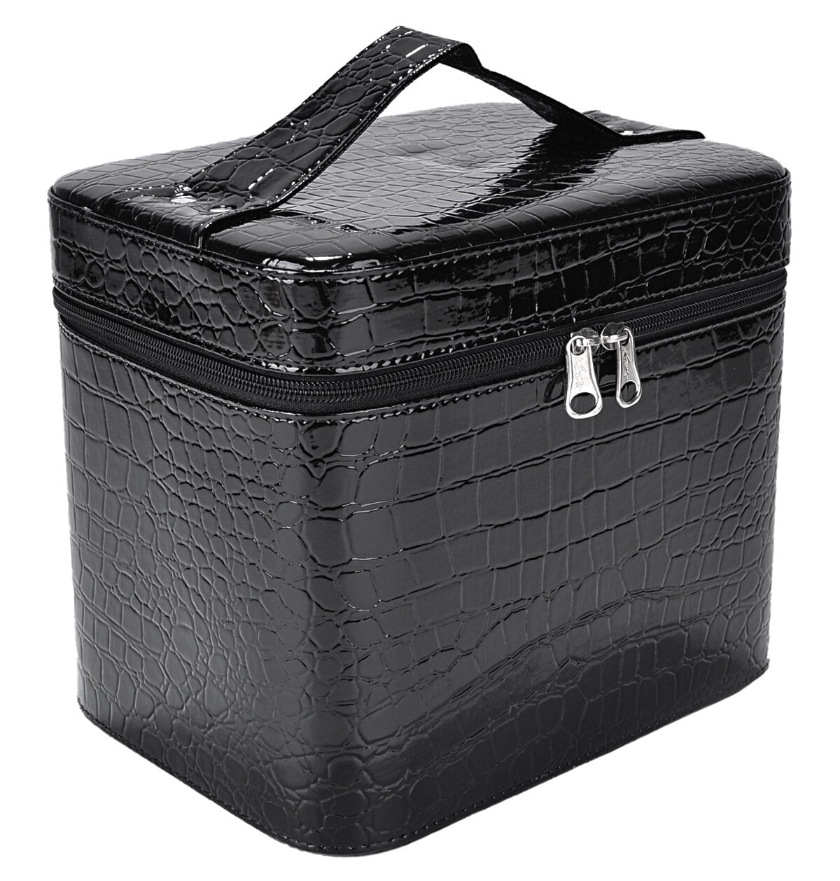 Waterproof Antifouling Cosmetic Boxes, Coofit Faux Leather Travel Cosmetic Tool Bag Makeup Case Jewelry Storage Organizer for Women Girl(Black)
