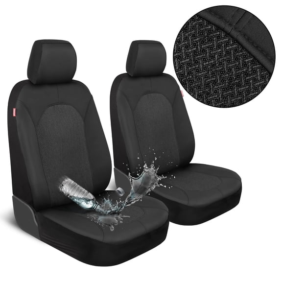 Motor Trend Black Car Seat Covers Set - 2 Front Seats - Spill-Proof Neoprene CarSeat Cover Protector for Cars - Automotive Car Accessories Interior Covers for SUV & Small Trucks - Semi Universal Fit