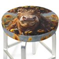 thumbnail image 3 of Balery Cute Cow Sunflower Crown A Fundas de asiento para taburete de bar redondo de tela de terciopelo ajustables que protegen de arañazos y manchas para sillas de 14 a 17 pulgadas.-12 inch, 3 of 7