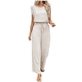 thumbnail image 2 of Enjoytime 2 Piece Lounge Sets for Women Round Neck Ruffle Cap Sleeve Matching Set Work Casual Travel Outfits Wide Leg Pants, 2 of 5