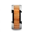 thumbnail image 2 of Vermillion Red Oak Wood Inlaid Tungsten Carbide Ring With Bevels 10mm, 2 of 2
