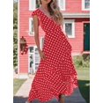 thumbnail image 2 of Womens Red Polka Dot V-Neck High-Low Maxi Dress, 2 of 5