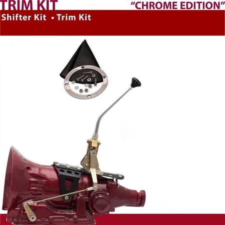 American Shifter PG Shifter Kit 10 in. Trim Kit Chrome Dual Shift Black Boot Ringed Knob for CC8B2