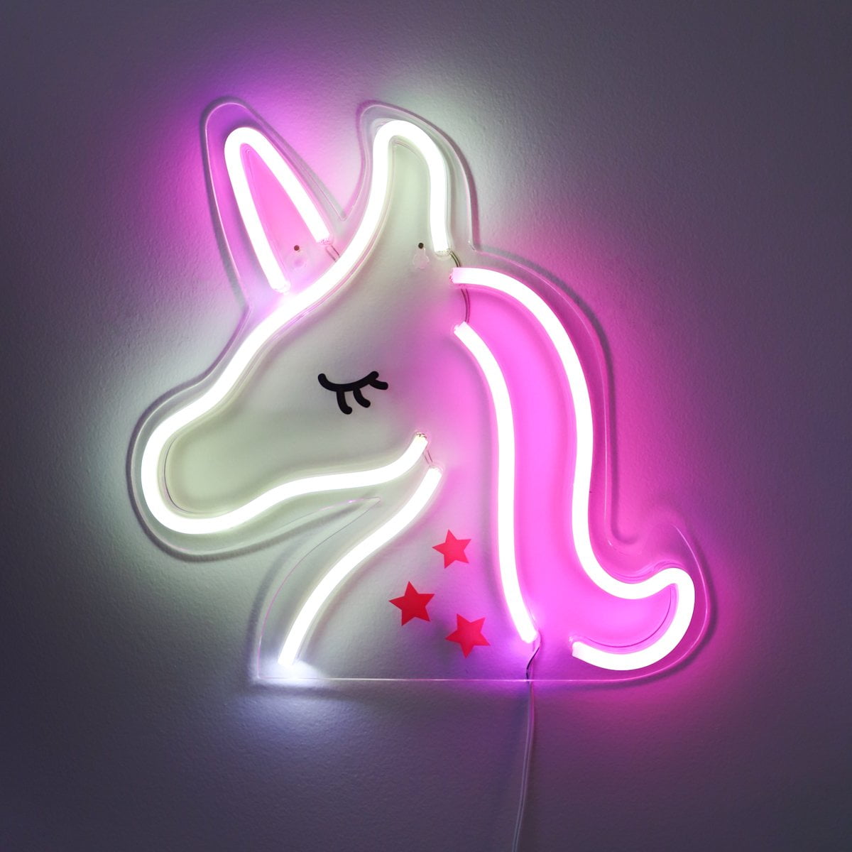 Isaac Jacobs 13" x 13" LED Neon Sign Pink and White Unicorn Wall Sign
