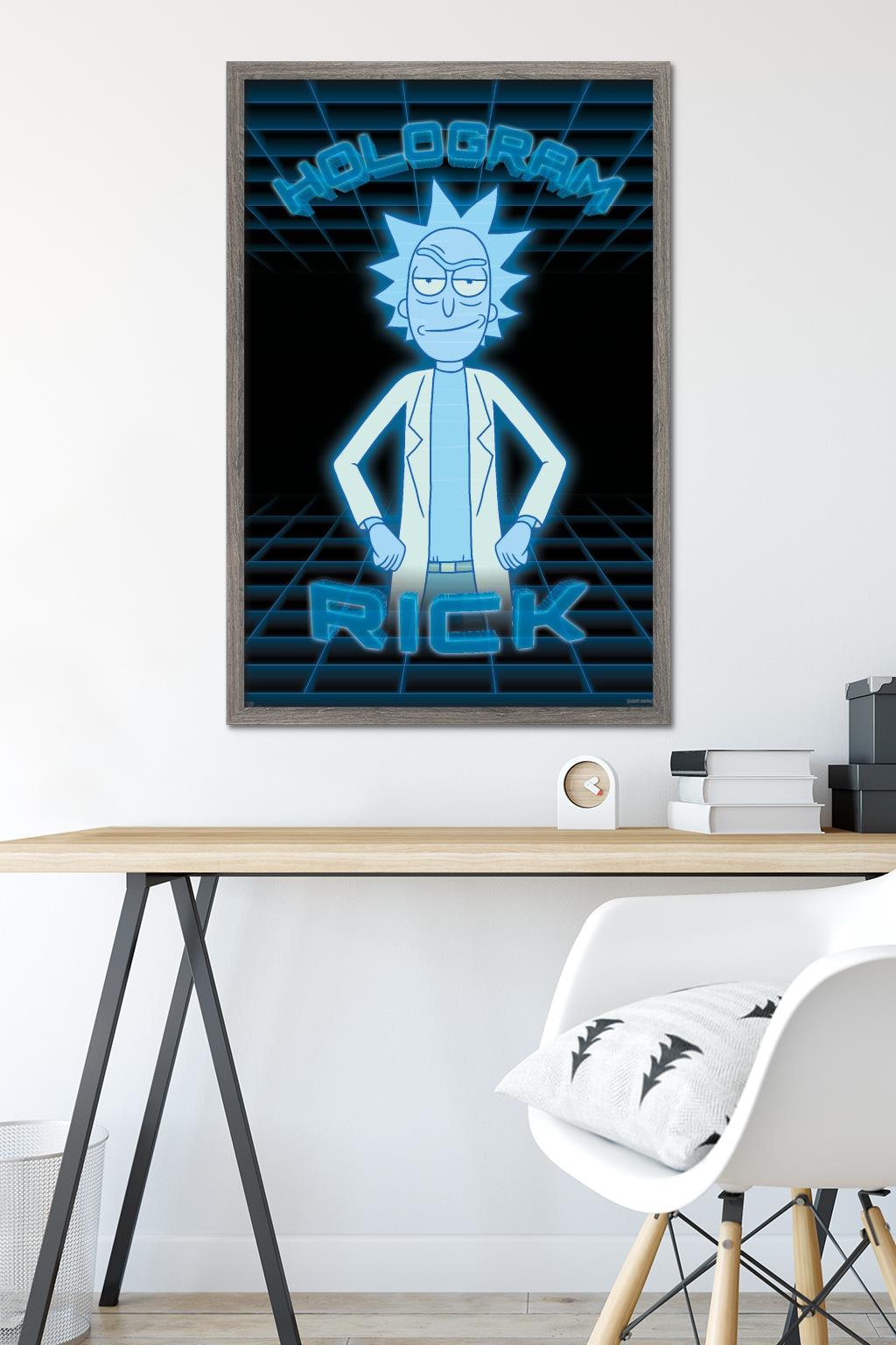 Rick And Morty - Hologram Rick Wall Poster, 22.375" x 34" Framed