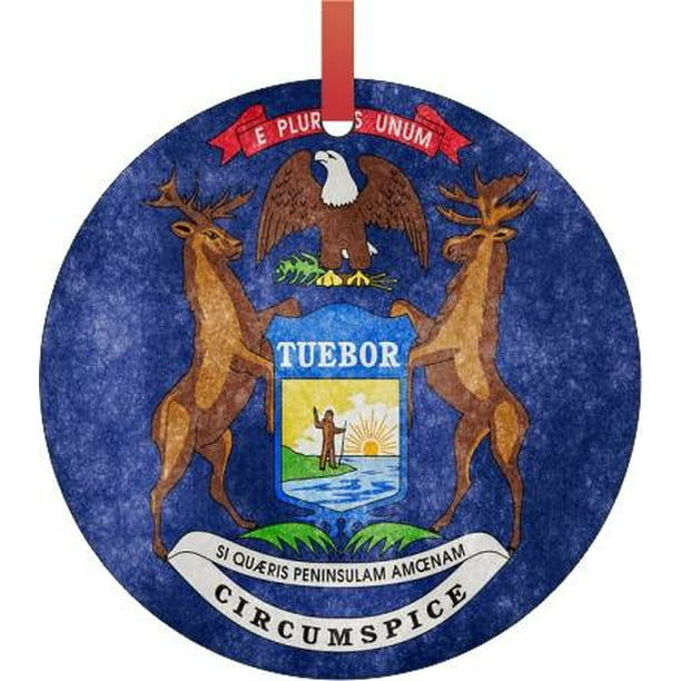 Michigan State Flag Flat Round Shaped Christmas Holiday Hanging Tree Ornament Disc Made In The U S A Walmart Com Walmart Com