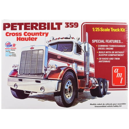 Skill 3 Model Kit Peterbilt 359 "Cross Country Hauler" 1/25 Scale Model by AMT