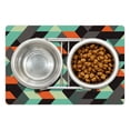 thumbnail image 1 of Modern Pet Mat for Food and Water, Geometrical Print with Squares Triangles Shapes and Shadows Zig Zag Stripes Image, Non-Slip Rubber Mat for Dogs and Cats, 18" X 12", by Ambesonne, 1 of 2