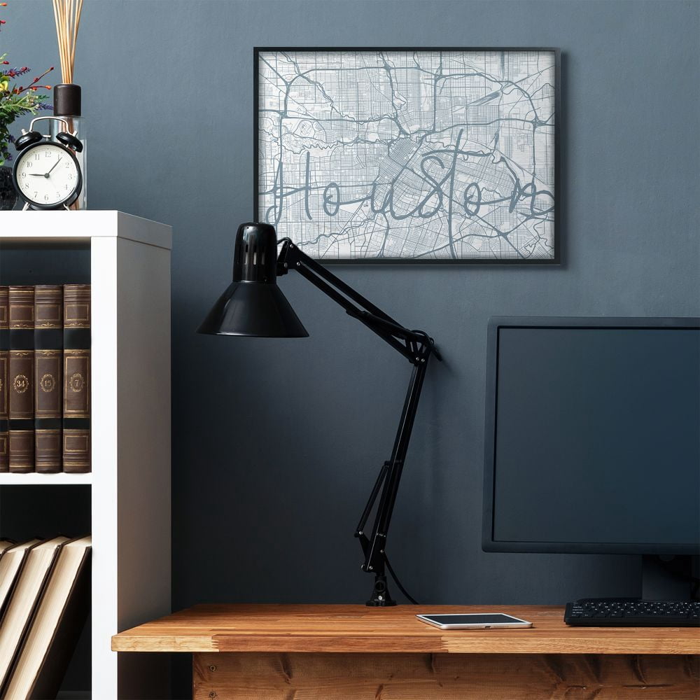 Stupell Industries Houston Modern City Map Grey Word Design Framed Giclee Texturized Art by Daphne Polselli