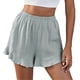 thumbnail image 2 of Pantalones cortos casuales de mujer Verano con dobladillo con volantes Algodón Lino Sólido ANGGREK  Otros, 2 of 6