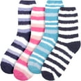 thumbnail image 2 of Women's Super Fuzzy Crazy Colorful Fun Cute Cozy Striped Socks - 4 Pairs - Assortment S0-2, 2 of 5