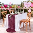thumbnail image 2 of 4 Packs Burgundy Cheesecloth Table Runner 36x120 Inches Rustic Boho Chrismas Table Runners for Birthday Holiday Dining Home Party Table Decor, 2 of 14