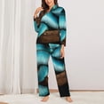thumbnail image 2 of Honeii Blue Viper Snake Print Women's Pajama Sets Long Sleeve Button Down Sleepwear Nightwear Soft Pjs Lounge Sets 2PCS-XX-Large, 2 of 7
