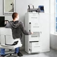 thumbnail image 3 of S-HOME Modern Metal Vertical Filing Cabinet with 4 Drawers, Locking System and Storage for Home and Office Storage, White, 3 of 16