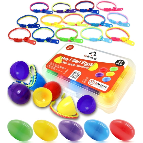 Pulseras con cremallera de juguete UpBrands, huevos de pascua, paquete de 15 unidades para niños
