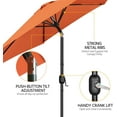 thumbnail image 4 of REKHH 2 Pack 9FT Outdoor Patio Umbrella Outdoor Table Umbrella with Push Button Tilt and Crank, Yard Sun Shade UV Protection Waterproof for Pool, Market, Terrace, Beach, Outdoor Restaurant,Orange, 4 of 8