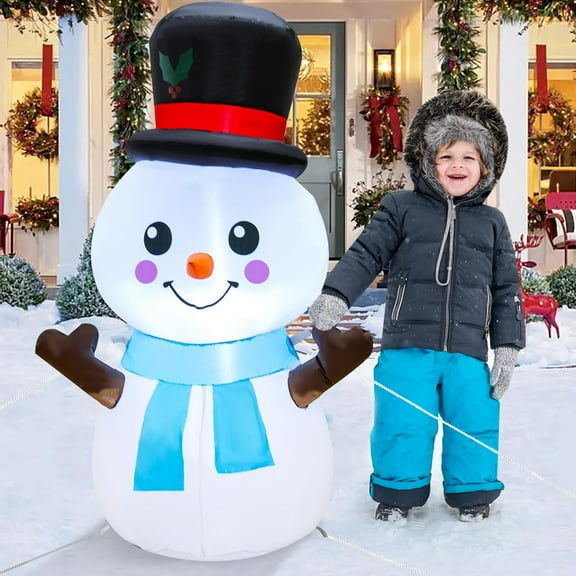 4ft Christmas Inflatables Snowman Outdoor Decorations Snowman, Christmas Blow Up Yard Decorations with Build-in LEDs, Inflatable Snowman for Kids Christmas Outdoor Yard Garden Decorations