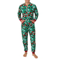 Fruit of the Loom Men's Holiday Print Super Soft Microfleece Union Suit