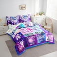 thumbnail image 3 of Erosebridal Ballet Girl Bedding King Size,Dance Theme Comforter Sets with Sheets,Patchwork Geometric Plaid Bedding Sets King Size,Ultra Soft Room Decoration Reversible,7pcs, 3 of 7