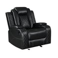 thumbnail image 2 of New Classic Furniture Orion II 3-Pc Faux Leather Manual Living Room Set in Black, 2 of 14