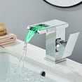 thumbnail image 5 of LED Bathroom Sink Faucet Waterfall Single Hole Vanity Faucet Vessel Mixer Tap Chrome, 5 of 10