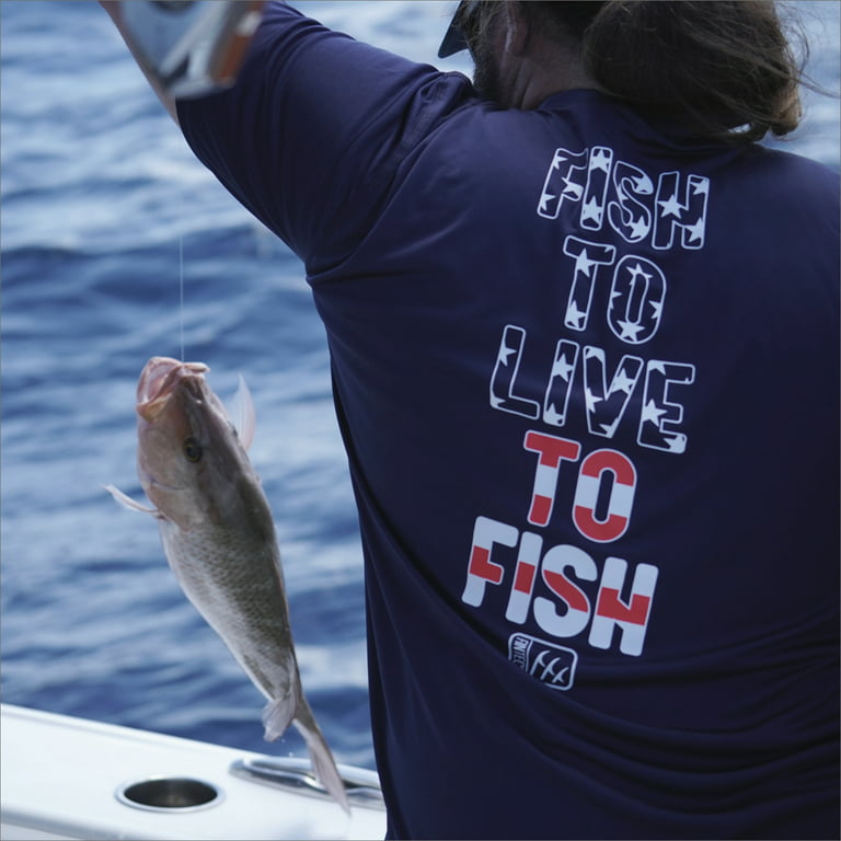 Fintech Fish To Live To Fish Sun Defender UV T-Shirt - Small - Dress Blues