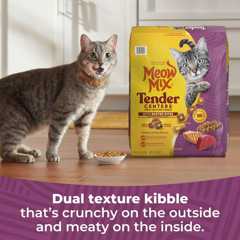 Meow Mix Tender Centers Chicken Tuna Flavored Kibbles 13.5 Pound Dry Cat Food Walmart