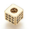 thumbnail image 2 of Brass Micro Pave Cubic Zirconia Beads Cube Black Real 18K Gold Plated 5x5.5x5.5mm Hole: 2.5mm, 2 of 2