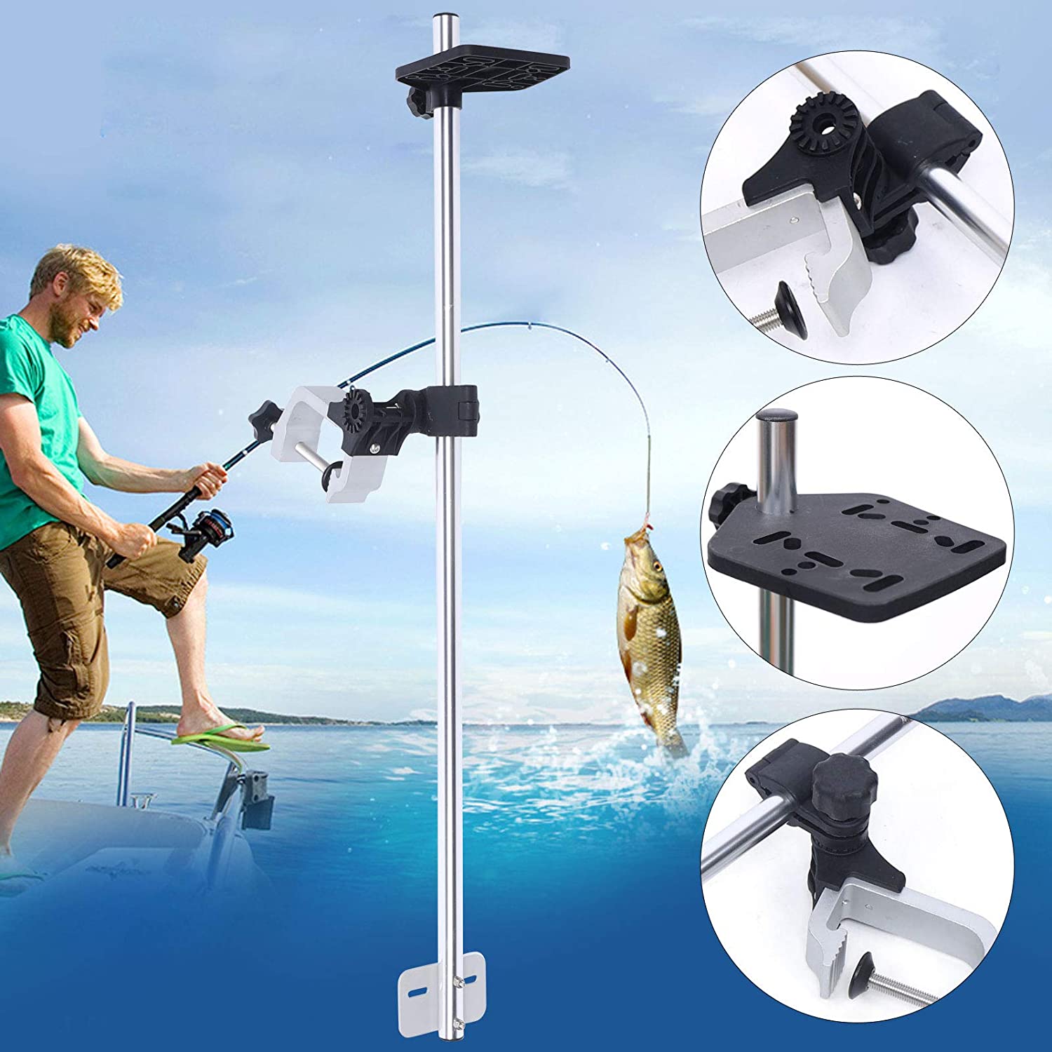 Miumaeov Universal Portable Transducer Fishfinder Mount Bracket 360° Adjustable for Boat Canoe Kayak Fishing Accessories