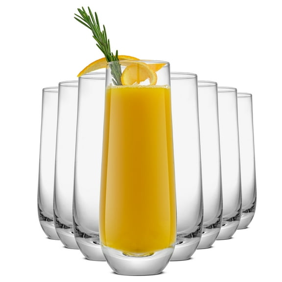 JoyJolt Milo Stemless Champagne Flutes 9.5 oz (Set of 8)