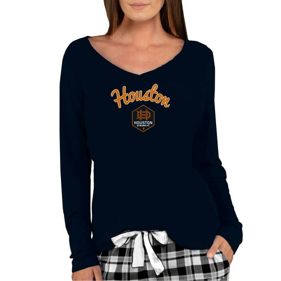 Women's Concepts Sport Black Houston Dynamo Marathon Long Sleeve V-Neck Top
