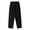 Black, variant on Women's Summer Cropped Loose Slit Slacks, Polyester, Elastic Waist, Suitable for Casual & Various Occasions