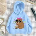 thumbnail image 4 of lnmuld Cute Tops for Teens Girls Hooded Sweatshirt Capybara Print Casual Loose Fit Long Sleeve Top for Toddler Kids Soft Comfortable Autumn Winter Outfits Size:6-7 Years, 4 of 5