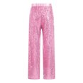 thumbnail image 4 of TiaoBug Kids Girls Sequin Sparkle Trousers Elastic Waistband Hip Hop Jazz Dance Straight Leg Pants Pink 6, 4 of 7