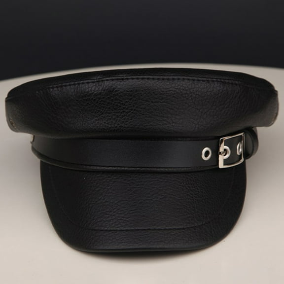 MEIBUTYUP Beret Hats For Women Black 1Set PU Military Style For Cosplay