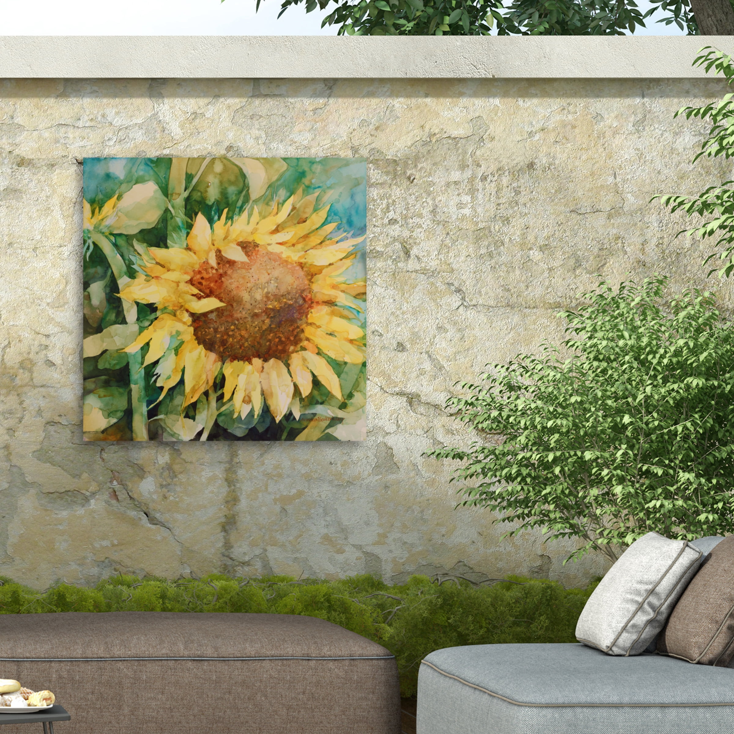 Annelein Beukenkamp 'Sunflower Centered' Outdoor Canvas 14x14