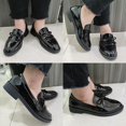 thumbnail image 6 of Rimocy Black Patent Leather Women's Loafers Platform Slip on Shoes for Women 2024 Spring British Tassel Casual Flats Shoes Woman, 6 of 6