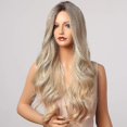 thumbnail image 4 of Peluca rubia para mujer Pelucas delanteras de encaje rubias onduladas largas y rizadas Peluca rubia marrón, 4 of 5