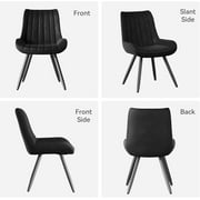 Hawsaiy Modern Dining Chairs Set of 4, Cat Scratch-Resistant Faux Leather Upholstered Kitchen Side Chairs with Thick Cushions & Metal Legs, Black