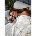 thumbnail image 3 of White Gold Abstract King Size Flat Sheet, Wrinkleproof & Fadeproof Cooling Flat Bed Sheet Only, Modern Marble Geometric Breathable Soft Bedding Top Sheets 105 x 98 Inches, 3 of 8
